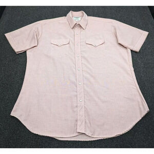 Ruddock Vintage Pearl Snap Short Sleeve Pink Striped Button Shirt USA Size 18